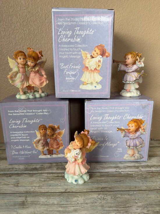 Roman Inc Other - Set of 3 Roman Inc “Loving Thoughts Cherubim” Figurine Emily Best Friends w/Box